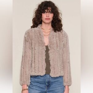 Heartloom Rosa Rex Rabbit Fur Jacket Praline Size Medium NWT